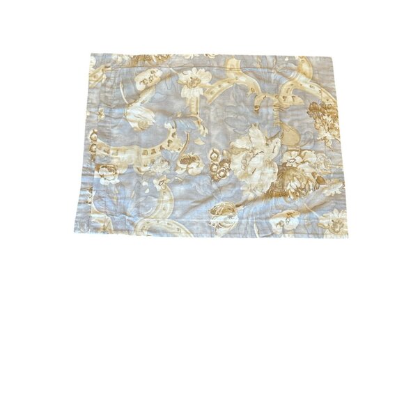 Ralph Lauren Set Of 2 Floral Print Cotton Pillowcase Beige & Blue Vintage Style - Picture 7 of 7